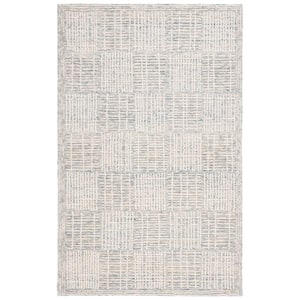 Abstract Blue/Gray 9 ft. x 12 ft. Checkered Unitone Area Rug