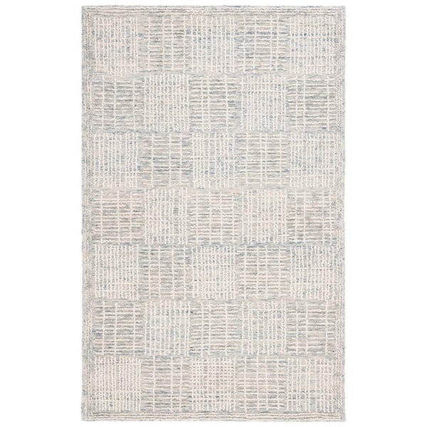 SAFAVIEH Abstract Blue/Gray 9 ft. x 12 ft. Checkered Unitone Area Rug