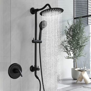 2-Spray Multi-Function Wall Bar Shower Kit with Hand Shower in Matte Black (Valve Included)