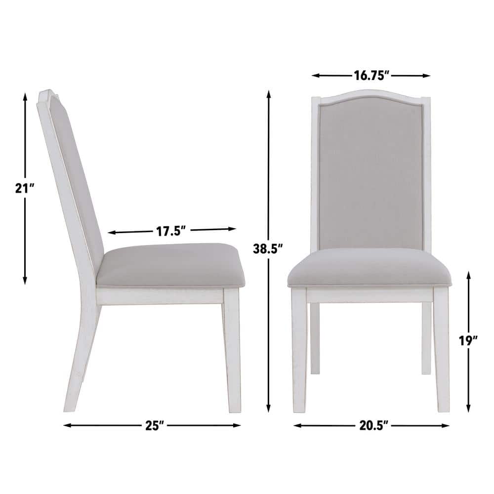 Antique White 54" Round Pedestal Dining Set with Upholstered Chairs
