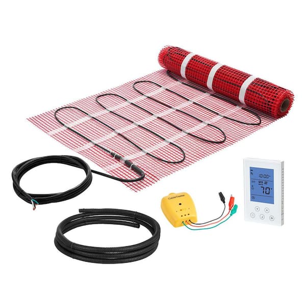 Self-Adhesive Electric Floor Heating Mat System, 9.51 ft. x 19.69 in. 120V Floor Heating Kit with Smart Thermostat