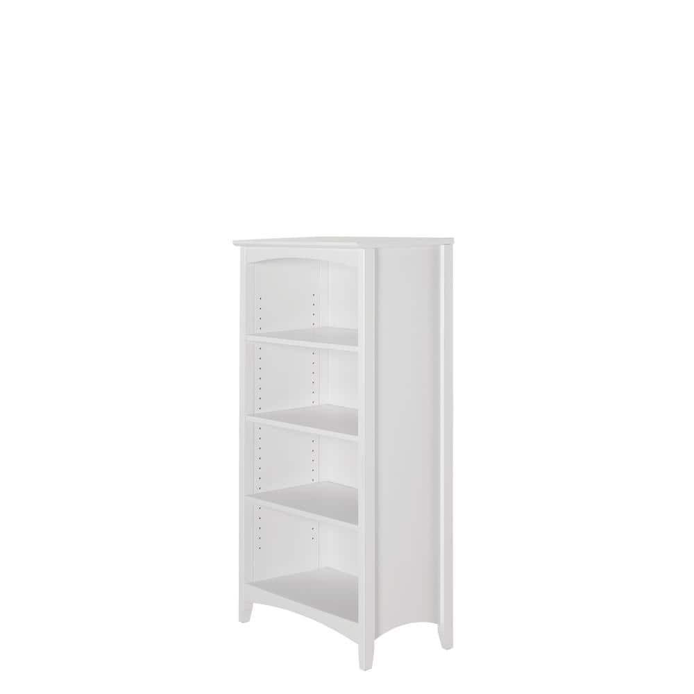 White Solid Pine Adjustable Shaker Style Bookcase, 48"