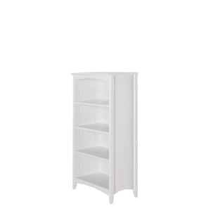 48 in. White Wood 4-shelf Standard Bookcase with Adjustable Shelves