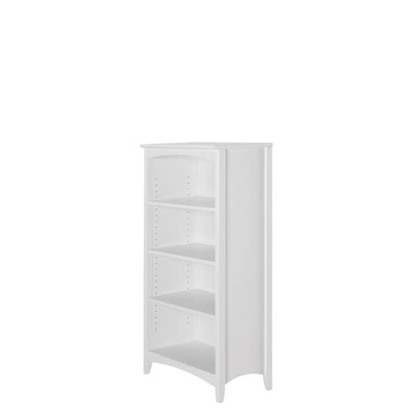 White Wood 4 Shelf Standard Bookcase, White Wooden 4 Shelf Bookcase