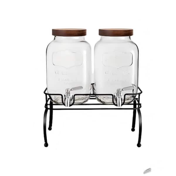 1 Gal. Beverage Dispenser with Stand and Spigot, Glass Drink Dispenser for Parties (2-Pack)