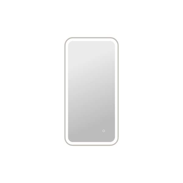 20 in. W x 40 in. H Rectangle Framed LED Wall Mirror in Silver