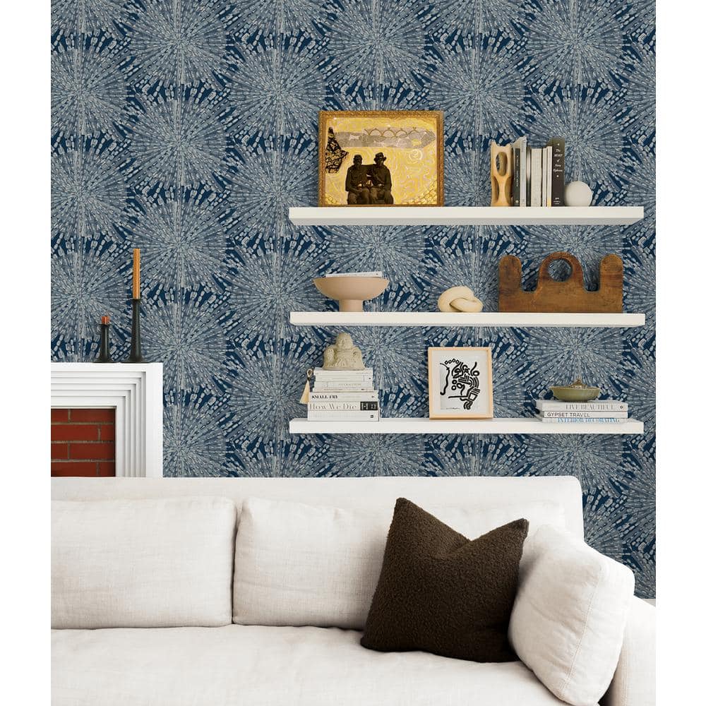 Navy Sunburst Peel & Stick Geometric Wallpaper Roll