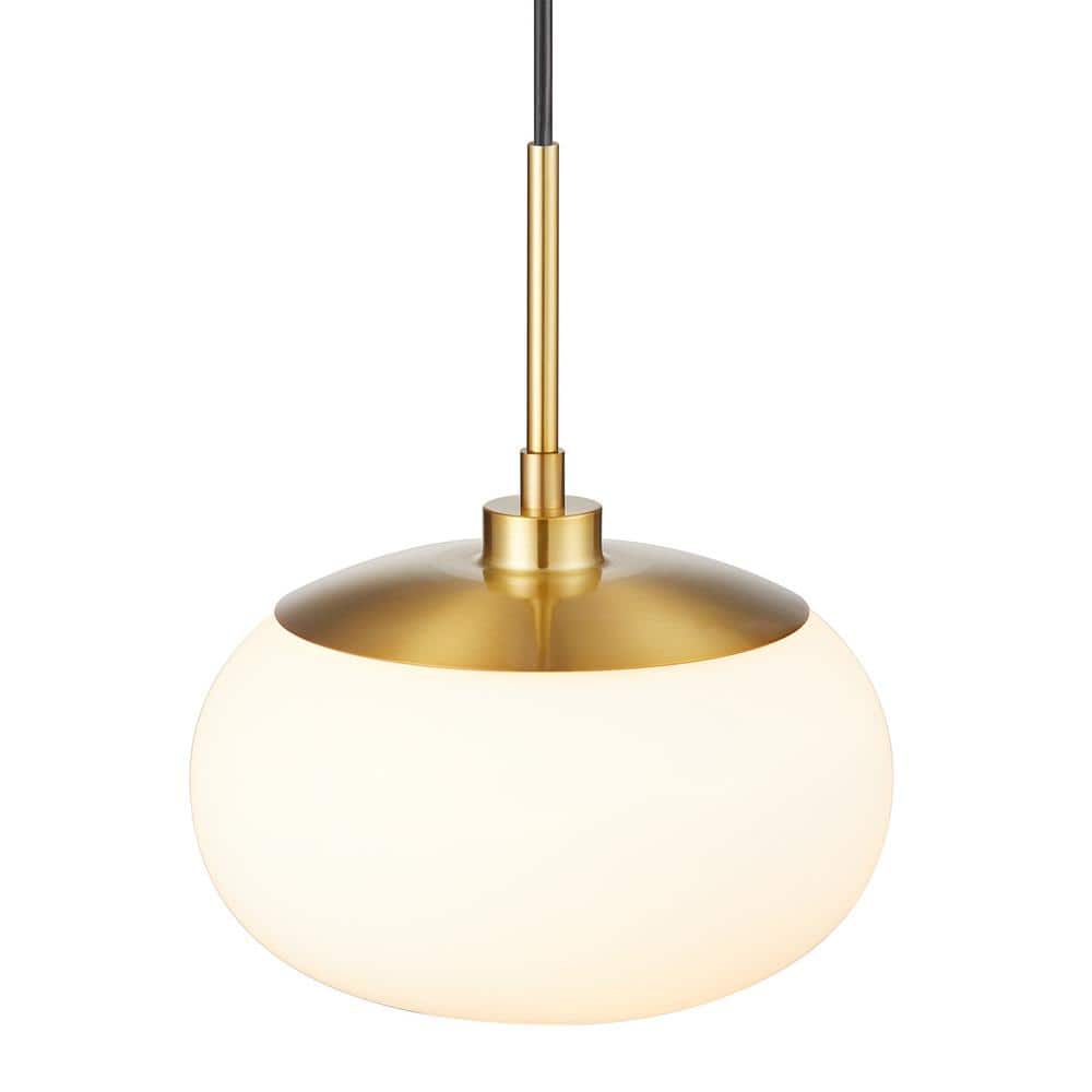 Opal White and Gold Glass Globe Pendant Light