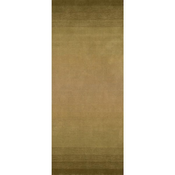 Padma Lakshmi X Rugs Ombre Hand Loomed Gradient Wool Olive Green 3 ft. x 6 ft. Indoor Runner Rug