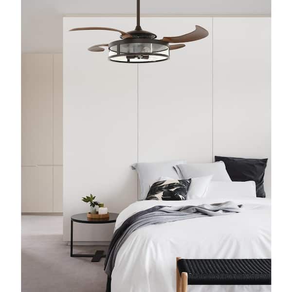 Classic Oil Rubbed Bronze and Dark Koa Retractable 4-Blade 48 in. 3-Light AC Ceiling Fan