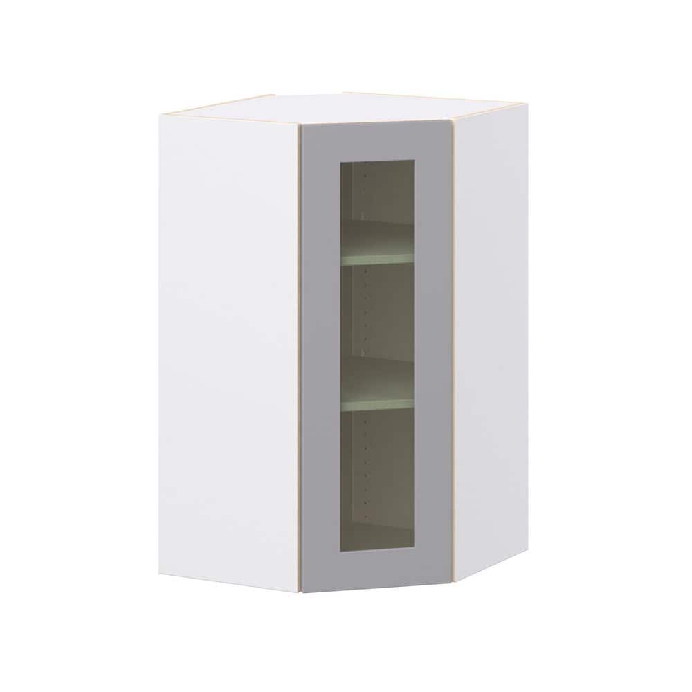 Roseland 24 in. W x 14 in. D x 40 in. H Assembled Shaker Glass Door Diagonal Corner Kitchen Cabinet in Slate Gray price history on PriceWatchPro