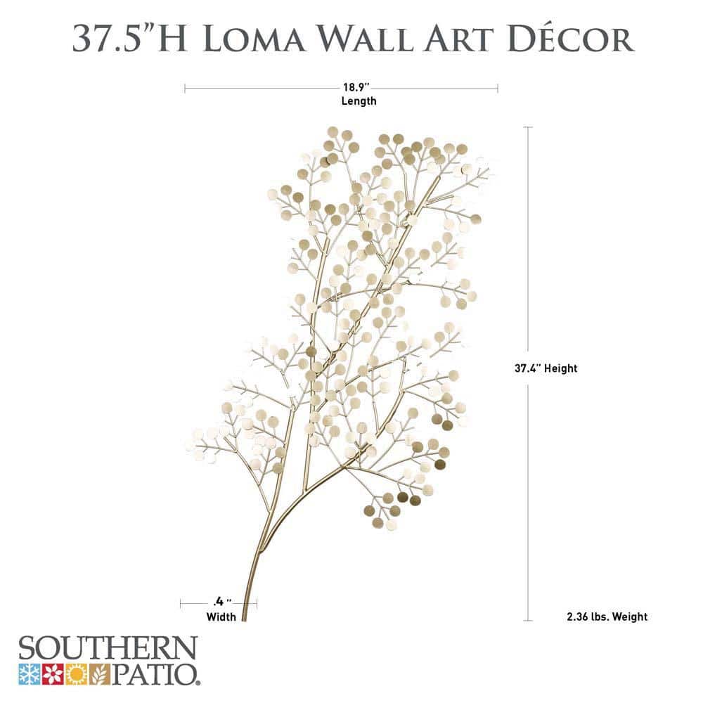 Gold Metal Tree Branch Outdoor Wall Art Decor
