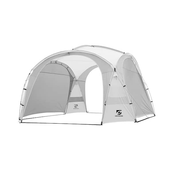 Zeus & Ruta 12 ft. x 12 ft. White Pop-Up Canopy UPF50+ Easy Beach Tent with Side Wall Waterproof for Camping Trips Party Or Picnics