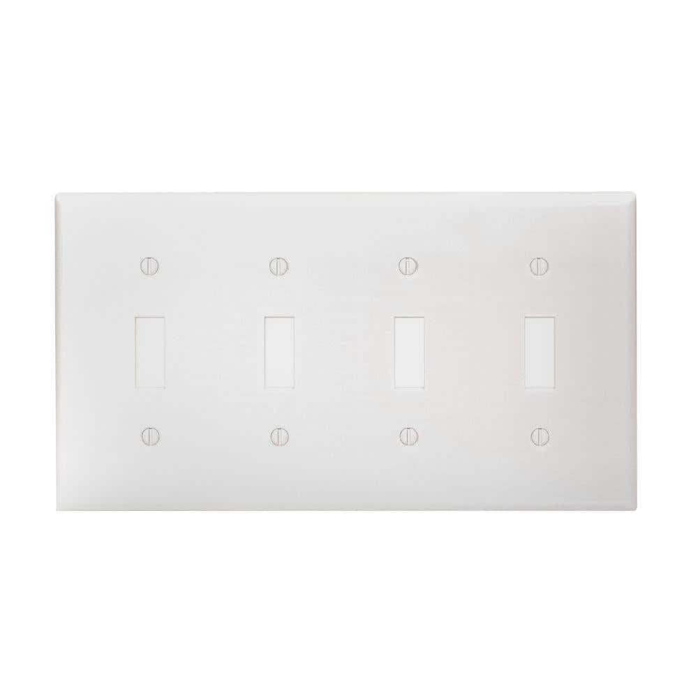 Leviton 4-Gang White Toggle Plastic Standard Size Wall Plate (1-Pack)