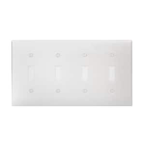4-Gang White Toggle Plastic Standard Size Wall Plate (1-Pack)
