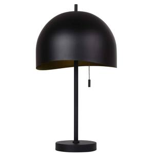 Henlee 21.25 in. Matte Black Table Lamp with Matte Black Metal Shade and Pull Chain Switch