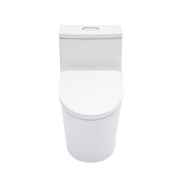 28.94 in. 1-Piece 1.24/1.43 GPF Dual Flush Elongated Toilet in White Seat Included