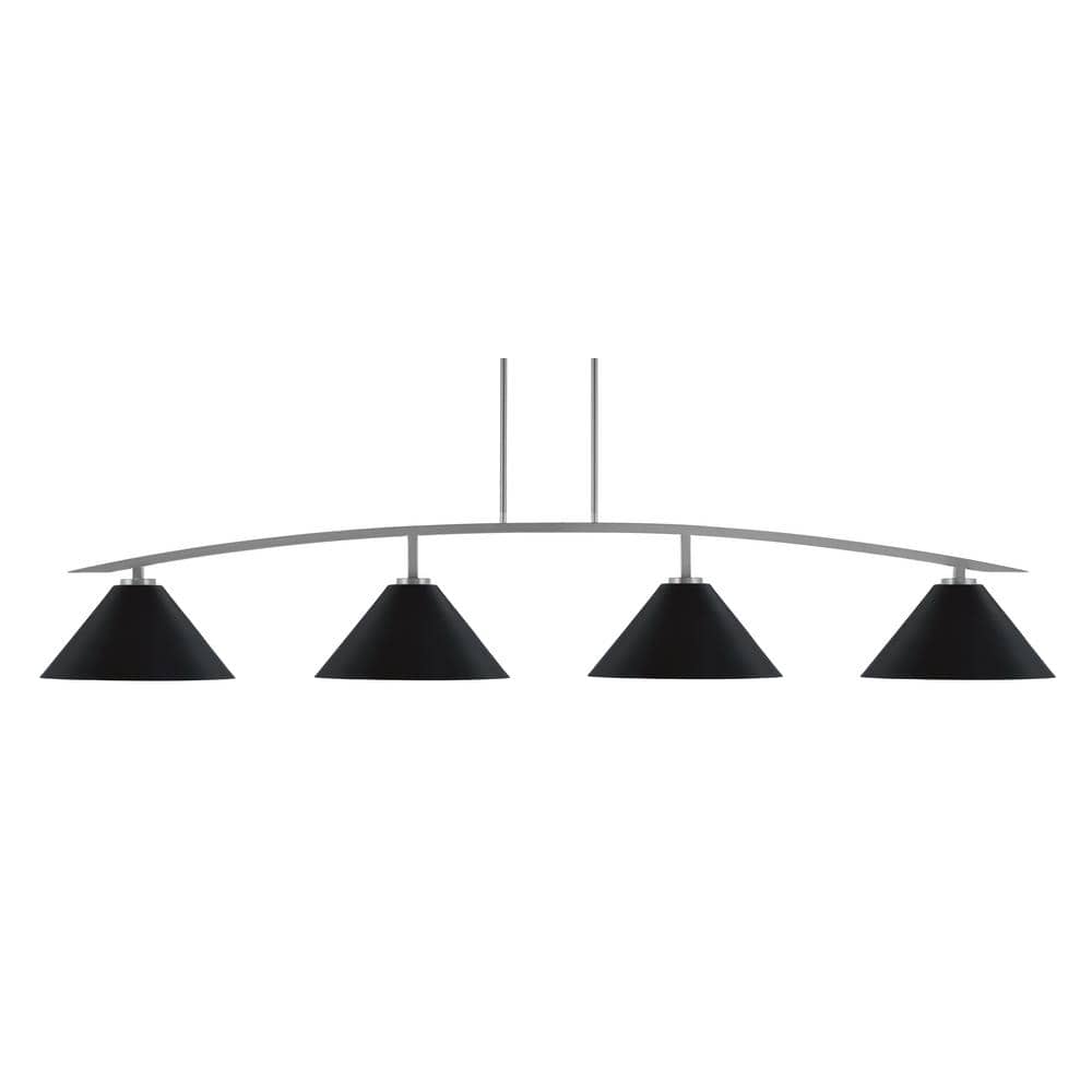 Siena 4-Light Graphite Billiard Light with 14  in. Matte Black Cone Metal S
