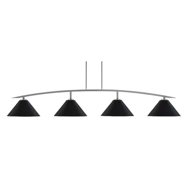 Unbranded Siena 4-Light Graphite Billiard Light with 14  in. Matte Black Cone Metal Shades no bulbs included