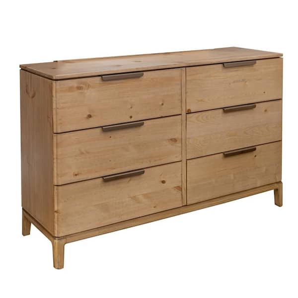 Benjara Brown and Bronze 6-Drawers 61 in. Dresser Without Mirror