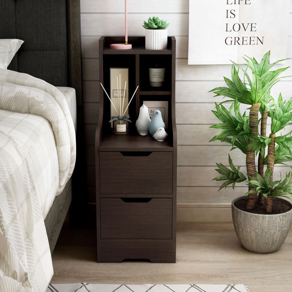 Forstberg 2-Drawer Walnut Nightstand (31.5 in. H x 11.5 in. W x 15.7 in. D)