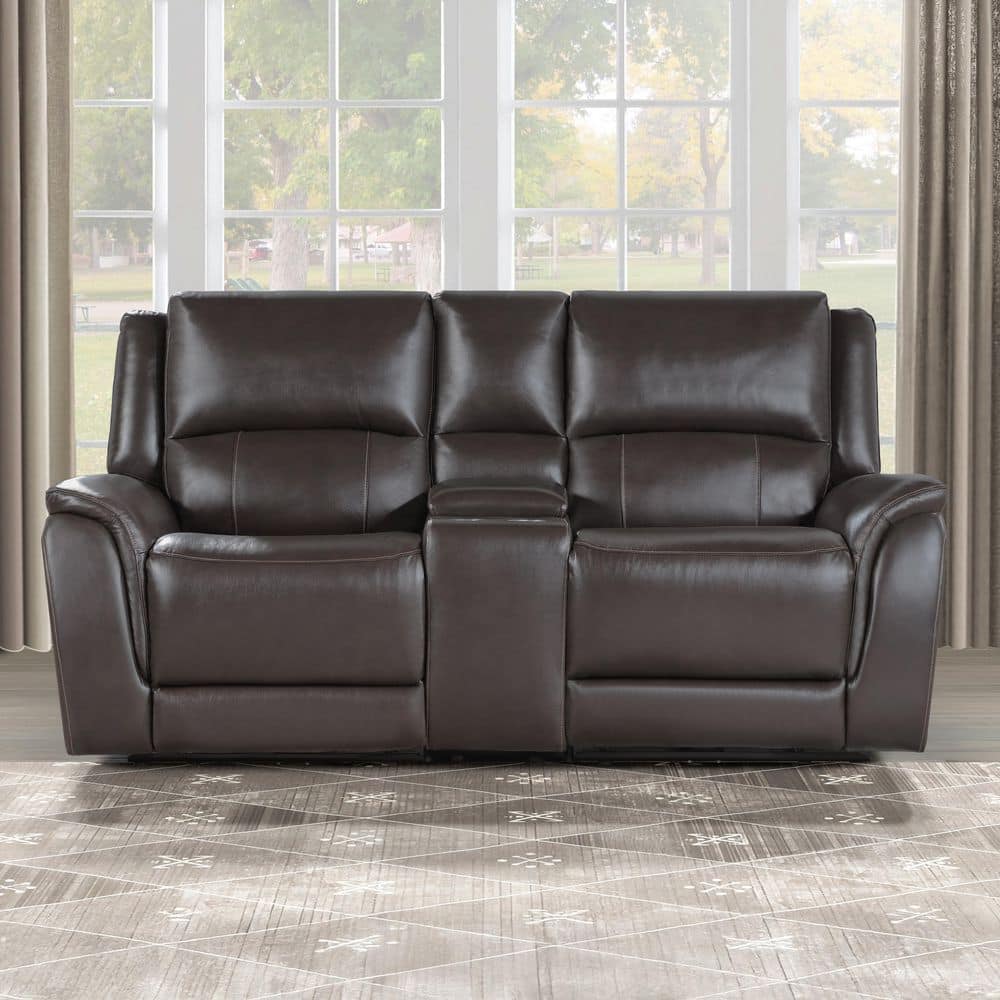 Alexandria 80  in. Power Leather Reclining Loveseat with Console in Gray price history on PriceWatchPro