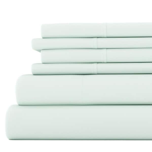 Becky Cameron Luxury Ultra Soft 6 Piece Solid Mint Microfiber Queen Sheet Set