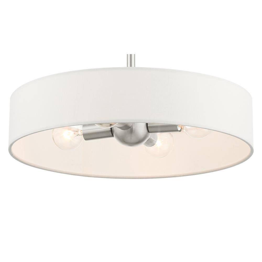 Venlo 14" Brushed Nickel Drum Pendant with LED Lights