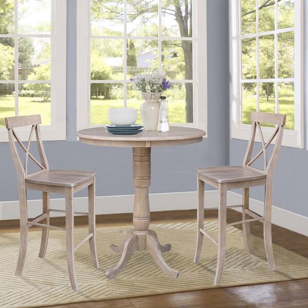 Dining Table And 2 Alexa Armless Stools, Round Bar Top Dining Table