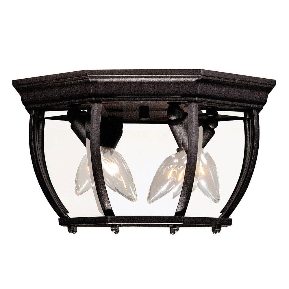 Black Glass Mission Style 3-Light Outdoor Flush Mount
