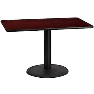 30 in. x 48 in. Rectangular Mahogany Laminate Table Top with 24 in. Round Table Height Base