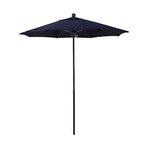 7.5 ft. Black Complete Fiberglass Market Pulley Open Patio Umbrella in Navy Blue Pacifica