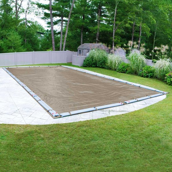 Pool Mate Sandstone 16 ft. x 24 ft. Rectangular Sand Solid In Ground Winter Pool Cover