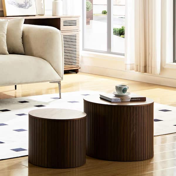 Nesting Coffee Table Set Walnut Side Table Mid Century Modern Living Room Furniture Housewarming Gift