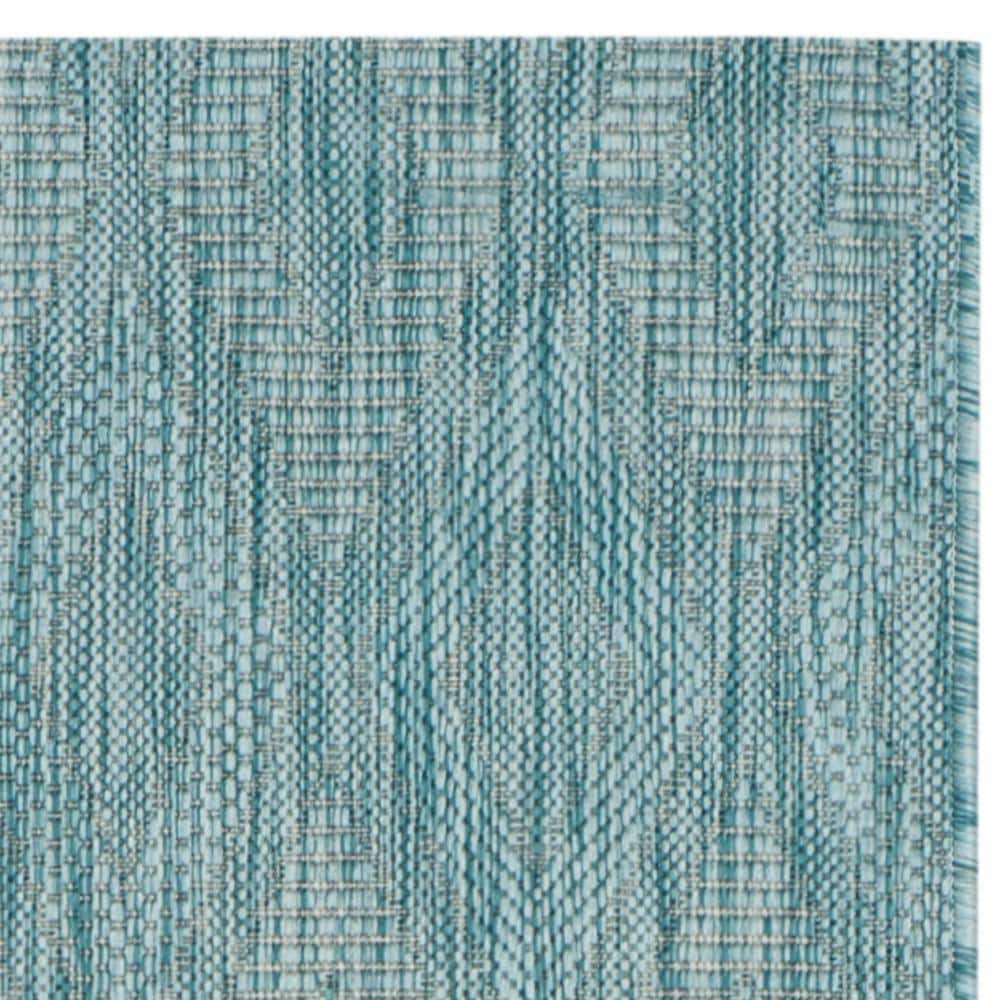 Aqua Blue Flat Woven Non-slip Synthetic Runner Rug