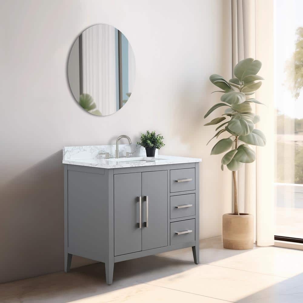 Cashmere Gray 36" Single Bathroom Vanity with Marble Countertop