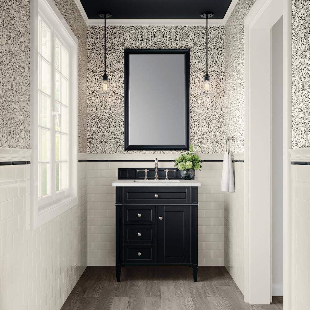 Brittany 30" Black Onyx Poplar Bathroom Vanity with Quartz Top