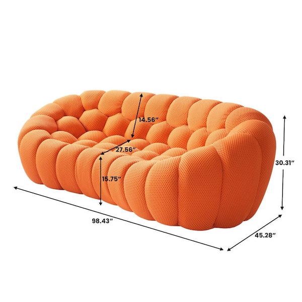 Magic Home 3-Seater Bubble Curved Couch, 98 in. Comfy Upholstered