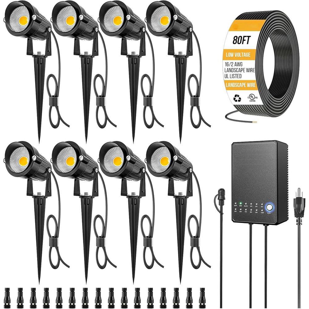 500 Lumens Black Spotlight with 80 ft. Wire Waterproof for Yard Garden Hous