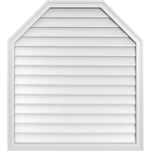 38 in. x 42 in. Octagonal Top Surface Mount PVC Gable Vent: Decorative with Brickmould Frame