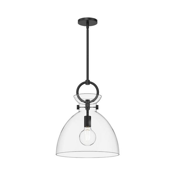 ALORA MOOD Waldo 14 in. 1 Light 60-Watt Matte Black/Clear Glass Pendant Light