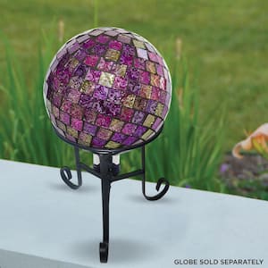 10 in. Tall Indoor/Outdoor Glass Gazing Globe Metal Stand, Black