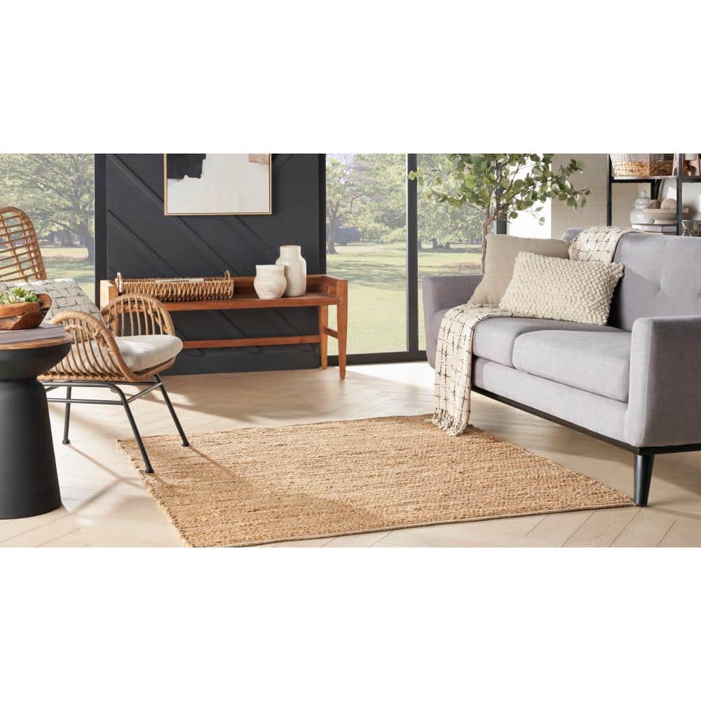 Natural Jute Square 5' x 5' Flatwoven Handmade Rug