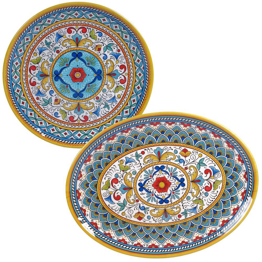 Colorful Melamine Round and Oval Platter Set