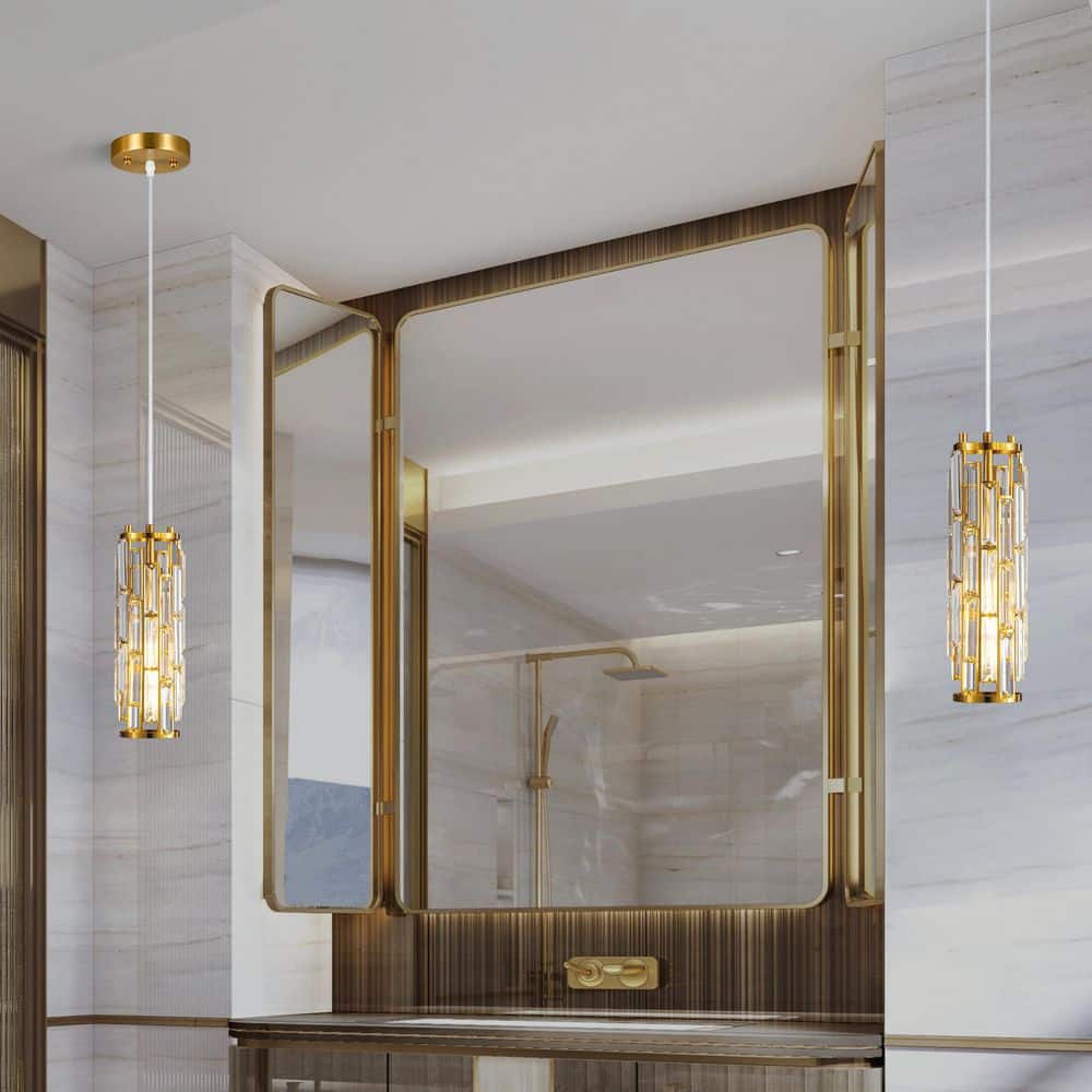 Home Lighting 60W 1-Light Gold Modern Crystal Pendant Light Adjustable for Kitchen Island, 2Pack price history on PriceWatchPro