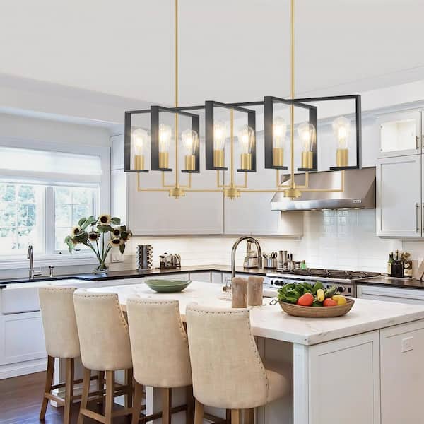 ZSMIHDOH 8-Light Gold and Black Modern Farmhouse Metal Kitchen