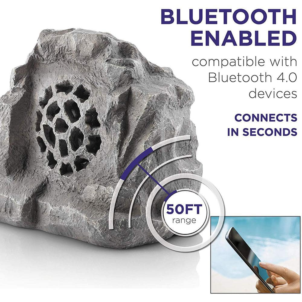 Gray Weatherproof Solar Bluetooth Outdoor Rock Speaker