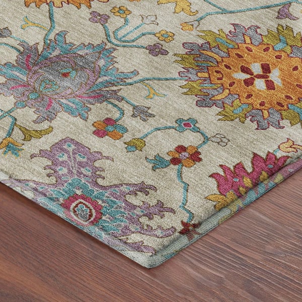 Mayfield Premium Machine Washable Abstract AMF2288 Linen 3 ft. x 4 ft. Area Rug