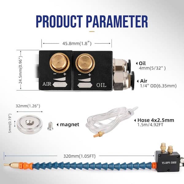 Justincity Mist Coolant Spray System with Magnet Base Mini Mill