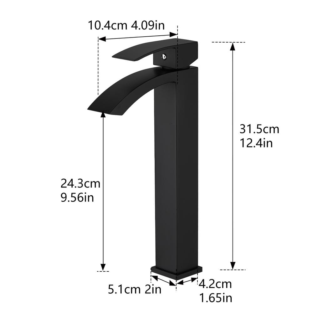 Matte Black Tall Single Handle Vessel Sink Faucet